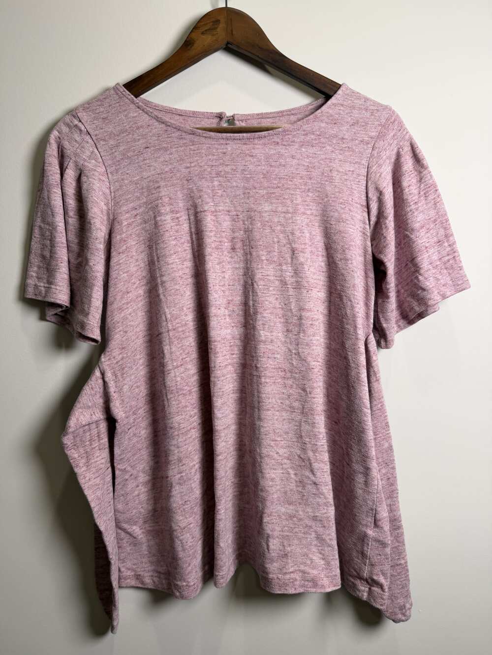 Womens Pink Heathered Short-Sleeve Top - Picture 2 of 5